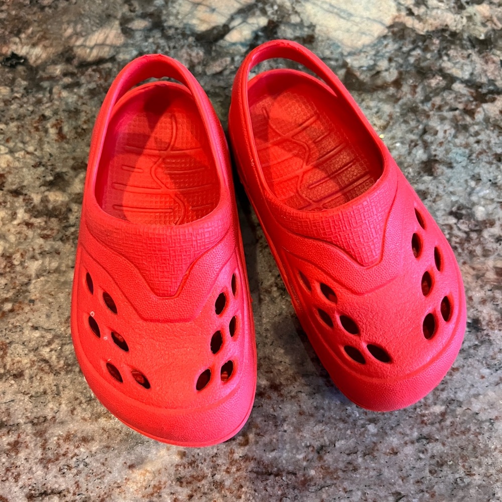 Kids Red Slip-On Shoes (croc like)